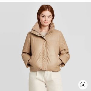 Faux leather puffer - S
